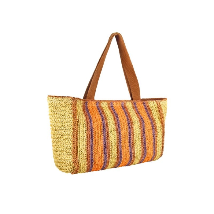 Preview: SEABREEZE BANDE TOTE ORANGE BROWN aus Raffiabast